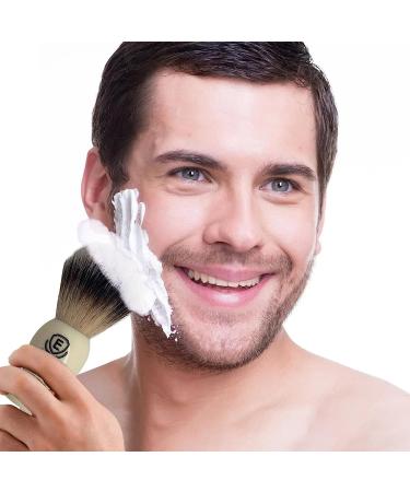 Premium 4 in 1 Shaving Brush Kit for Men - Vegan Brush Sandalwood Soap Stainless Steel Bowl & Stand | Perfect Gift (Ivory White - Buy Online on GoSupps.com