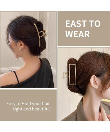 6 Pcs Hair Claw Clips - 3 Square Matte & 3 Metal Hair Clips for Women/Girls | Non-Slip Strong Hold - Buy Online on GoSupps.com