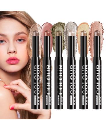 Creamy Eyeshadow Stick - 6X Eye Shine Stick | Matte & Shiny Long Lasting Pencil Eye Base For Intense Daily Look & Evening Eyeshadow