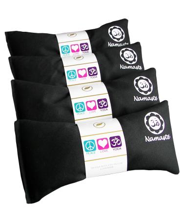 Happy Wraps Namaste Lavender Yoga Eye Pillows - Hot Cold Aromatherapy for Stress, Meditation, Spa, Relaxation Gifts - Set of 4 - Black Cotton