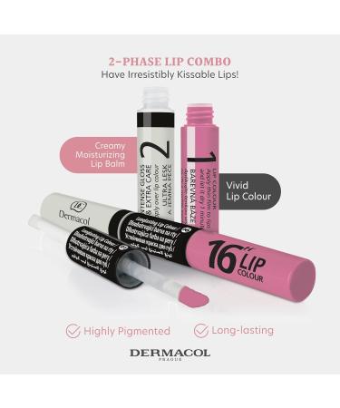 Dermacol 16-Hour Lip Colour Glossy Lip Stain Plumper - Shimmering Light Pink 7.1 mL - Buy Online on GoSupps.com