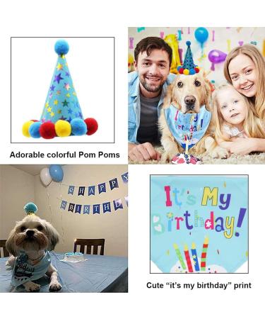 Dog Birthday Bandana Dog Birthday Party Supplies Dog Birthday Bandana Set with Cute Doggie Birthday Party Hat And Bow Tie for Small Medium Large Dogs Pets (Light Blue) - Buy Online on GoSupps.com