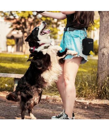 Portable Dog Walking Treat Bag with Feces Bag Dispenser - Black | Hands-Free Faecal Bag Holder for Easy Leash Use - Buy Online on GoSupps.com