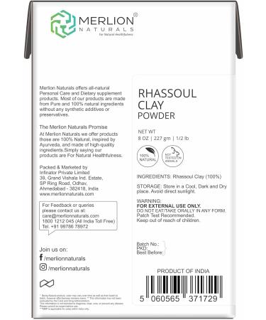 All-Natural Rhassoul Clay Powder | 227g Pure Herbs for Healthy Hair & Skin - International Shipping Available - Buy Online on GoSupps.com