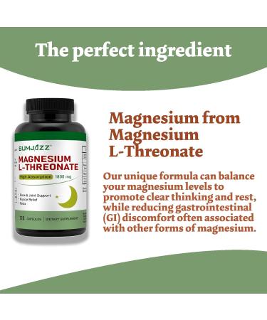 Bumjazz Magnesium LThreonate Capsules high absorption magnesium supplement bioavailable form to support rest and cognitive functions 1800 mg 120 pieces - Buy Online on GoSupps.com