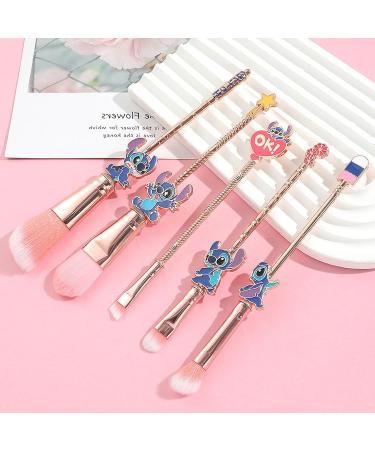 Cartoon Theme Stitch Makeup Brush Set 5Pcs with Storage Bag for Girl Women - Perfect Birthday Gift (Style 2) - Buy Online on GoSupps.com