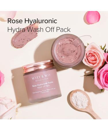 Mary&May Vegan Rose Hyaluronic Hydra Wash Off Mask 125g - Clean Pores, Sebum Control, Longer Hydration | Korean Clay Mask with Hyaluronic & Rose Petals - Marynmay - Buy Online on GoSupps.com