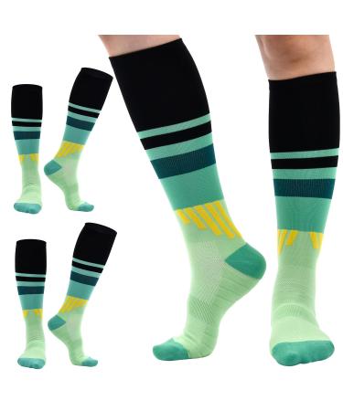 Cheap4uk 2 pair of compression stockings for women men 15 20mmHg support stockings compression socks sport flight run cycling nurse 38-42 green