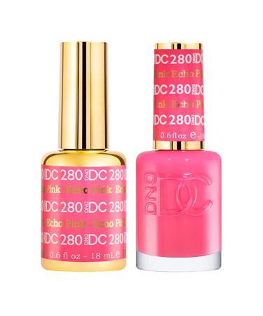 DND DC Gel Polish Set Pink Collection UV/LED GelPolish and Air Dry Nail Lacquer Matching Chip-Free Polish Duo 0.5 Fl Oz Each Echo Pink