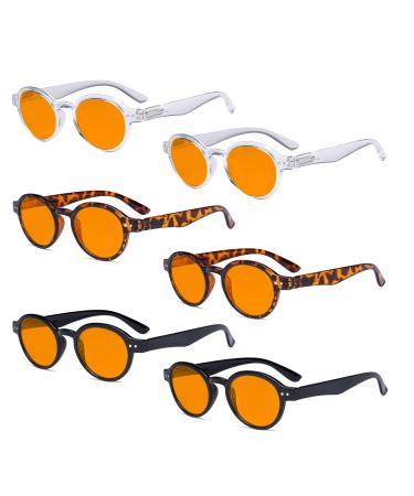 Eyekepper 6 Pairs Blue Light Blocking Readers Oval Computer Glasses Orange Tinted +0.00 Blue Light Blocking-b98-6 Pairs