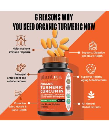 Organic Turmeric Supplement with Black Pepper - USDA Certified, Non-GMO Curcumin 2115mg - Antioxidant Joint & Immune Support - 120 Tablets - Buy Online on GoSupps.com