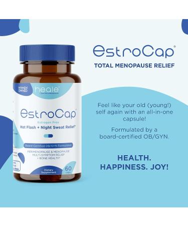 Estrocap Menopause Supplements for Women - Menopausal Relief Vitamins for Hot Flashes and Night Sweats - Bone Health & Mood Support - Valerian Root & Black Cohosh - Heale Health - Buy Online on GoSupps.com