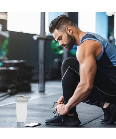 Hiusity Protein Shaker Cup - 300ml Durable & Odor-Neutral for Creamy Fitness Shakes | Gym Shaker with Mixing Ball - Gray & White - Buy Online on GoSupps.com