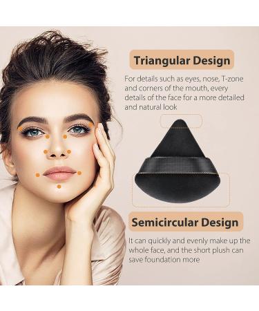 10-Piece Black Makeup Powder Puff Set for Face and Body Contouring - Soft Velour Cotton Puffs for Loose Mineral Powder - Triangle Design for Precise Application - Buy Online on GoSupps.com