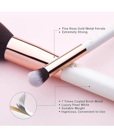 Jessup 20 PCS Makeup Brush Set - Foundation, Blending, Blush, Concealer, Eye Shadow, Lip - Synthetic Fiber Bristles - Wooden Handle - White - T225 - Rose Gold & Pearl White - Buy Online on GoSupps.com