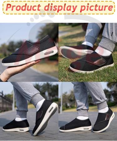 Extra Wide Diabetic Shoes for Men - Breathable Knit Walking Shoes with Insoles for Pain Relief - Ideal for Elderly Swollen Feet - Size 8 Black - Buy Online on GoSupps.com