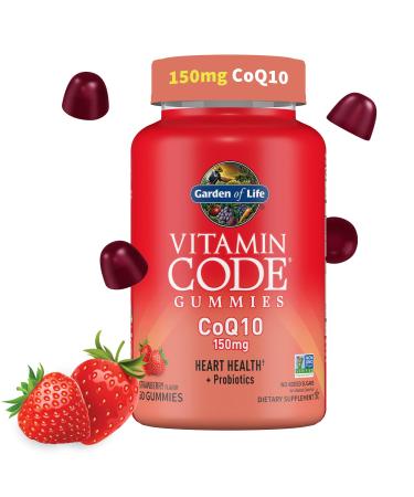 CoQ10 Gummies 150 mg Coenzyme Q10 for Heart Health Energy Production & Healthy Aging + Prebiotics & Probiotics for Digestion Vitamin Code Non-GMO Gluten-Free 60 Strawberry Gummies 30 Day Supply Strawberry 60 Count (Pack of 1)