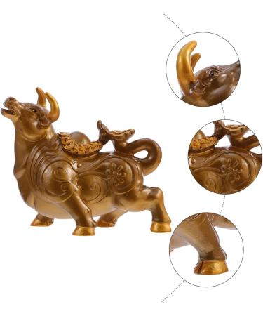 Zerodeko Brass Decor Tea Pet Cow Good Luck Miniature Ornament Office Desk Decor Ox Tea Figurines for Prosperity Statue Chinese Lucky Coins Ox Decor Cow Statue Animal Resin Lunar Calendar - Buy Online on GoSupps.com