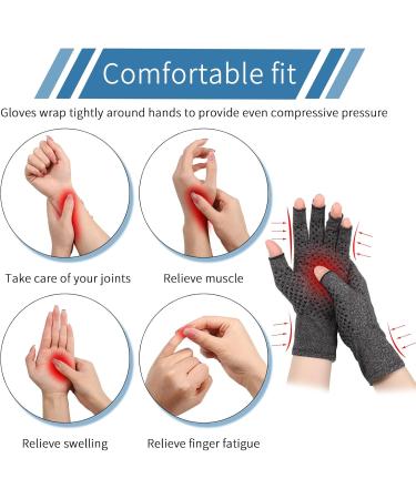 loraleo 2 Pairs Arthritis Compression Gloves Half Finger Gloves Joint Pressure Gloves Arthritis Symptoms Carpal Tunnel RSI Tendonitis Pain Relief Wrist Support Brace Gloves(L) - Buy Online on GoSupps.com