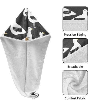 Cartoon White Birds Hair Towel 2 Pack | Super Absorbent Quick Dry Hair Turbans for Women & Girls - Buy Online on GoSupps.com