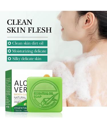 Aloe Vera Soap Bar - Natural Soap Bar - Aloe Vera Organic Soap Bar - Moisturizing Hydrating Refreshing Clean Pore Dirt - Smooth Tender Firm Lift Plump Restore Elasticity - Aloe Vera Bar Soap Rich Foam - Buy Online on GoSupps.com