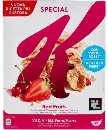 Kelloggs Special K Red Fruits Fiocchi di Riso Cereals red fruits rice flakes whole wheat and barley with vitamins and minerals with red fruits 290 g cereal flakes