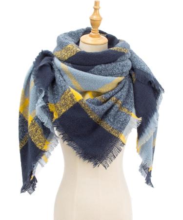 Elegant Blue Ladies Cotton Triangle Scarf | Luxurious Retro Floral Design for Autumn - Buy Online on GoSupps.com