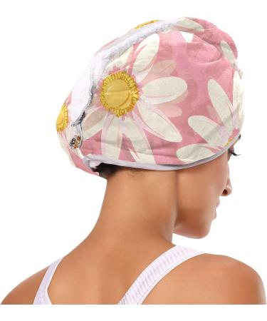 Buy Pink Daisy Hair Towel 2 Pack - Super Absorbent Quick Dry Hair Turbans for Women & Girls - Buy Online on GoSupps.com