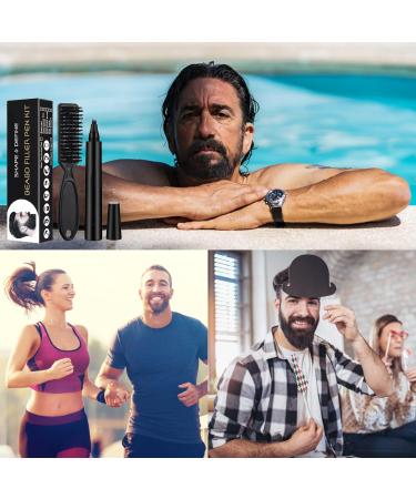 Beard Pen Kit - Bartf ller Stift Brush and Razor for Perfect Beard Color & Filling | Black Bart Stift Filler Set - Buy Online on GoSupps.com