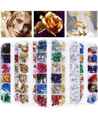 12Grid Gold Glitter Flakes DIY Nail Art Decorations Nail Gold Foil Irregular Aluminum Sequins Ultra-thin(CB03) - Buy Online on GoSupps.com