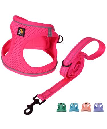 Bella & Pal dog harness Small dogs with a leash step-in dishes made of Air mesh anti-train reflective breathable breastware puppy dishes for small dogs cat dishes hot pink XXS XXS (28-30cm breast scope) hot pink