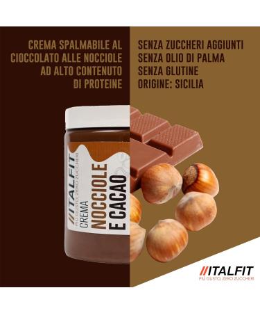 Protein Cream No Added Sugar | Spread Cream | No Preservatives and Colourants | Gluten and Palm Oil Free | Handmade Product | Sicily Origin | 250 g (hazelnuts and cocoa) - Buy Online on GoSupps.com