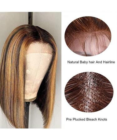 MILLYSHINE Omber Honey Blonde Bob Wig 12 Inch | 13x4 Frontal Lace Human Hair Wig - Buy Online on GoSupps.com