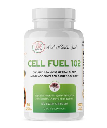Cell Fuel 102 Sea Moss Capsules 120 ct. : Organic Irish Moss Organic Bladderwrack & Organic Burdock Root Dr Sebi Inspired 100% Natural Vegan