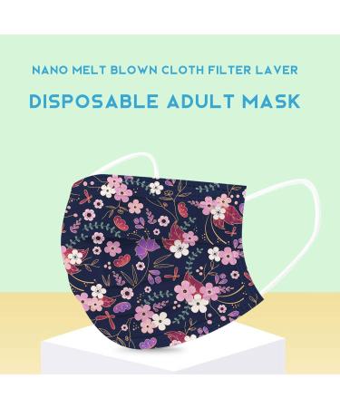 Goddess Accent 50 Pack Disposable Face_Mask Cute Floral Tie Dye Printed Protection for Adults Women - Buy Online on GoSupps.com