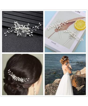 Elegant Bride Wedding Hair Comb Set | Crystal Pearl Hair Clips & Silver Vine Headdress for Girls - Buy Online on GoSupps.com