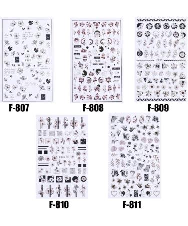 Decoration Floral Geometry Leaves Nail Stickers 3D Gothic Hollow Black White Flowers(F-811) - Buy Online on GoSupps.com