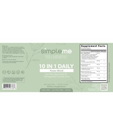 Burdock Root Organic and Bladderwrack 10 in 1 Immunity Booster Power Blend with Irish Sea Moss Ashwagandha and Black Seed Supplement for Men and Women Seamoss Pills Herbal Vegan - 60 Capsules - Buy Online on GoSupps.com