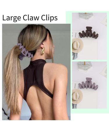 SuPoo 4pcs Large Claw Hair Clips for Thick Hair - Strong Hold Matte Jumbo Jaw Clip Set for Women - Ideal Hair Accessories - Gifts - Brown, Blue, Purple, Pink - Buy Online on GoSupps.com