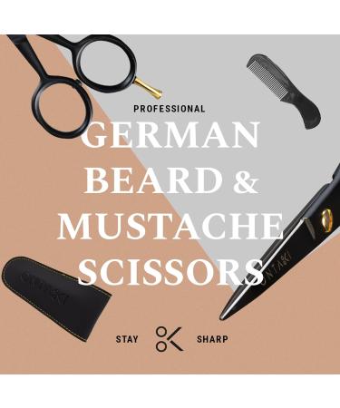 Ontaki Professional Beard Shears - German Steel Mustache Scissors (12.7 cm) with Carrying Bag | Hand-Forged Precision Facial Hair Tools for Men - Buy Online on GoSupps.com