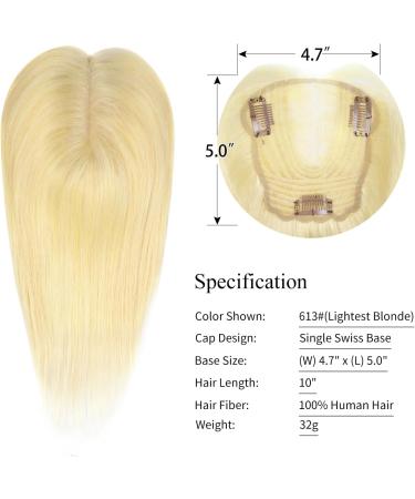 10 Inch Blonde Human Hair Topper - Clip In Wiglet for Thinning Hair Women (613#) - Buy Online on GoSupps.com