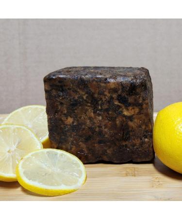 Aroma Depot Lemon Raw African Black Soap 8 oz - 100% Natural Handmade Soap for Acne Eczema Psoriasis & Scar Removal - Best Face & Body Wash - Buy Online on GoSupps.com