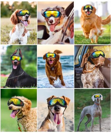 Lewondr UV Safety Sunglasses for Dogs | Windproof Waterproof Anti-Fitting Glasses for Medium & Large Dogs | Adjustable Rubber Band & Sponge Cushion - Black Single Lenses - Buy Online on GoSupps.com