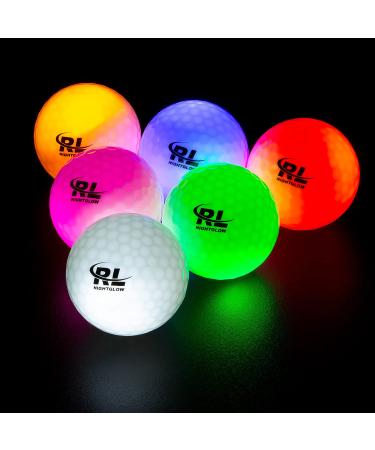 R&L Glow in The Dark Golf Balls, LED Light up Glow Golf Ball for Night Sports, Super Bright, Colorful and Durable, Impact Activated with an 8 Minutes Timer, 6 Colors Pack