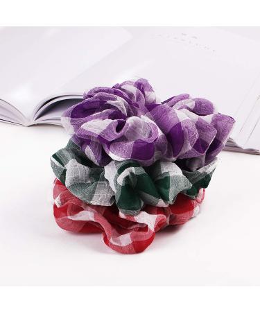 9 Pack Plaid Cotton Scrunchies Gingham Hair Bands for Women and Girls - Buy Online on GoSupps.com