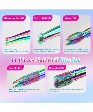 VMUGGA 11-Piece Nail Miller Attachments Set | Electric Cuticle Milling Bits for Gel & Acrylic Nails | Manicure & Pedicure Accessories for Nail Care - Buy Online on GoSupps.com