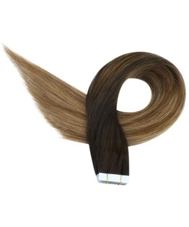 Ugeat Ombre Tape Extensions - Brown to Chestnut Brown & Gold Blond - 20 Pieces 40cm Remy Real Hair #2/6/12 & #2/6/10 - Buy Online on GoSupps.com