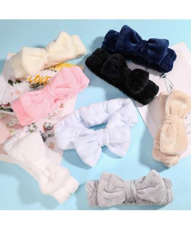 GOTH Perhk 4 Pack Spa Bowknot Hair Bands Coral Fleece Makeup Headband Elastic Head Wrap for Washing Face Shower Yoga Sports Skincare(Beige Pink Blue Navy Blue) - Buy Online on GoSupps.com
