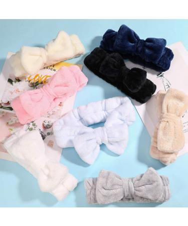 Heyu-Lotus Spa Bowknot Hair Bands - 4 Piece Coral Fleece Headbands for Makeup Skin Care Yoga & Shower (Black White Gray Khaki) - Buy Online on GoSupps.com