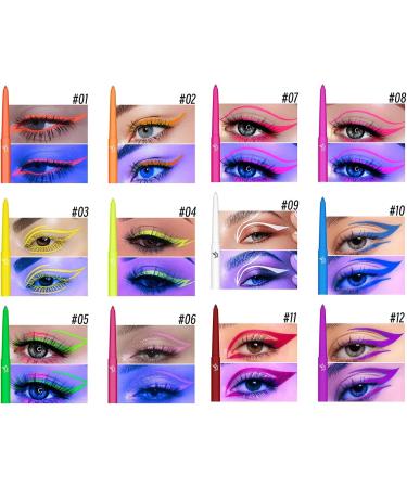 Colored Liquid Eyeliner - Colored Liquid Liner - 12 UV Fluorescent Colors - Waterproof - Quick Drying - Long-lasting and highly pigmented festival accessory for music festivals - Buy Online on GoSupps.com
